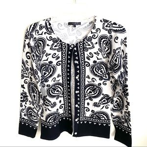 Black and White Border Printed Cardigans Size Small